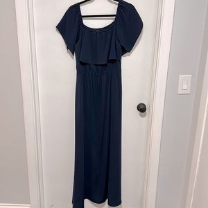 Navy Blue Maxi Dress for Brunch or Wedding Guest